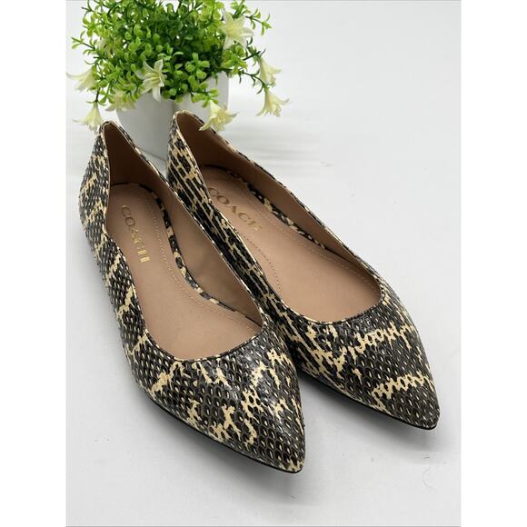 COACH Women's Vierra Snake Skimmer Flats Tan Color Size 6 NWOB - Picture 1 of 11